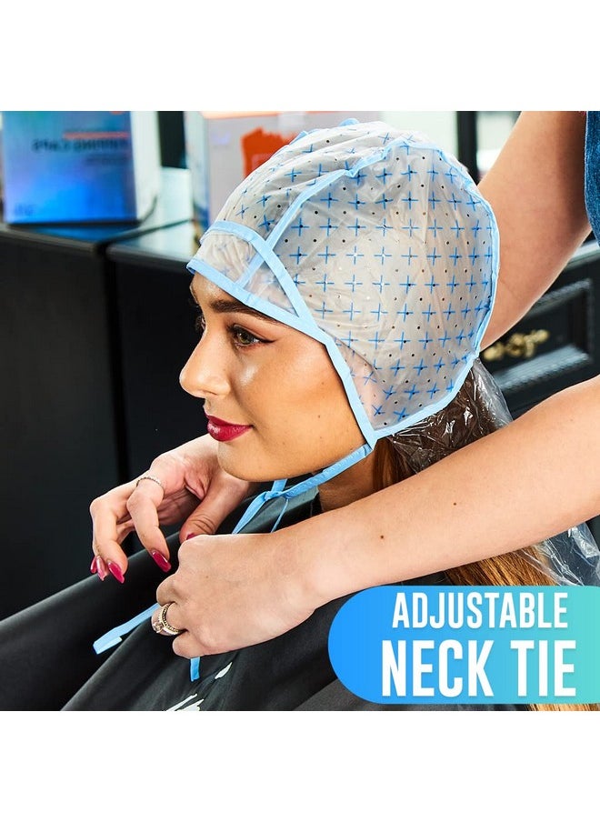 Colortrak 12 Disposable Hair Dyeing Caps with 1 Needle Kit for Tipping, Color and Highlighting, Lined Cap with Neck Protector Minimizes Color Bleeding, Pull-Out Visor Protects Face, Flap Protects Skin