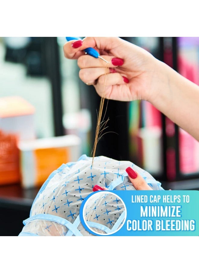 Colortrak 12 Disposable Hair Dyeing Caps with 1 Needle Kit for Tipping, Color and Highlighting, Lined Cap with Neck Protector Minimizes Color Bleeding, Pull-Out Visor Protects Face, Flap Protects Skin