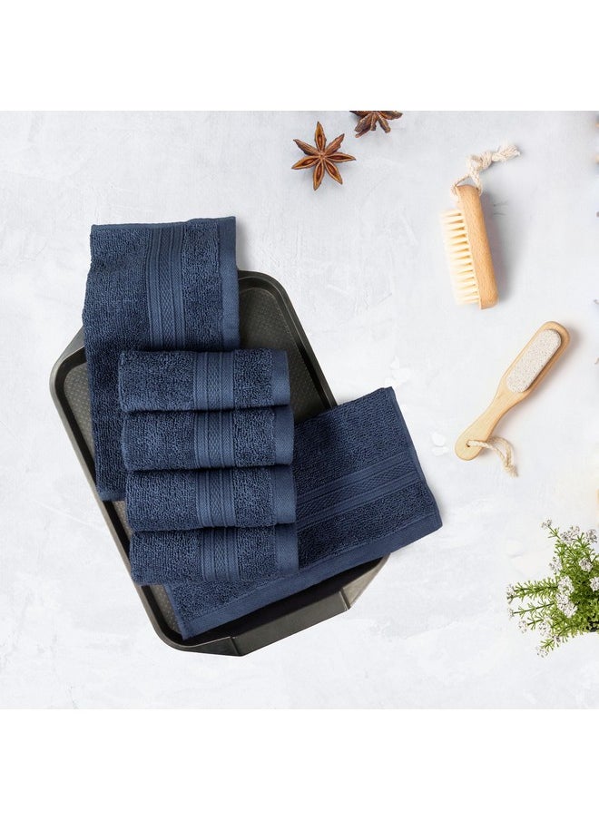 Trident Soft Comfort Air Rich 100% Cotton Towel for Face, 500 GSM Highly Absorbent Towels for Men/Women, 6Pc Face Towel Set (30.5 cm X 30.5 cm), Navy