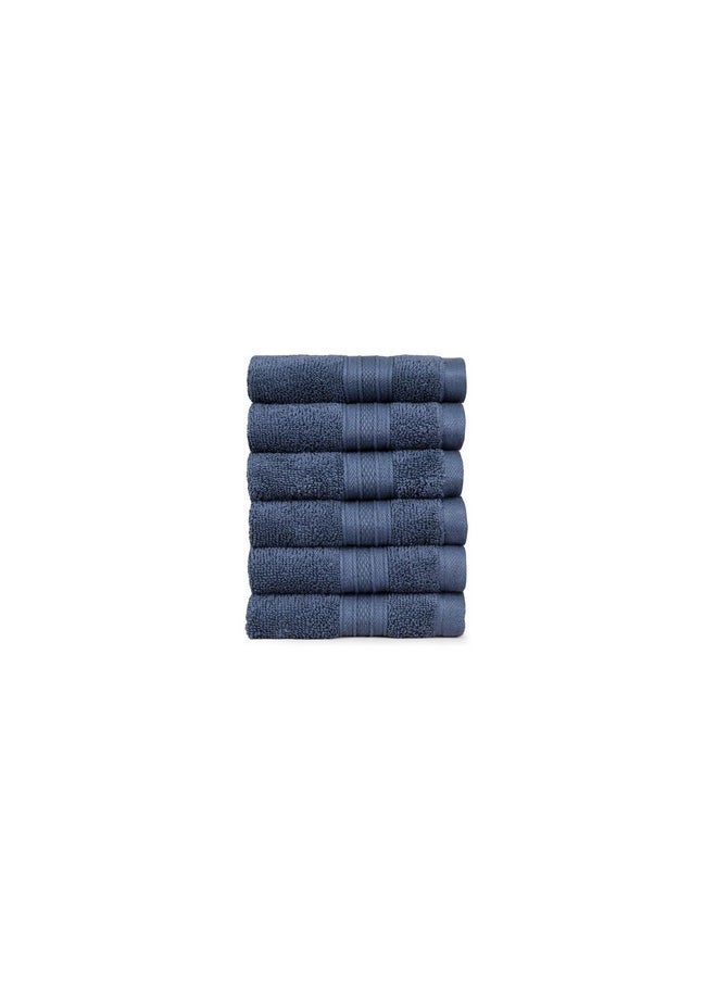 Trident Soft Comfort Air Rich 100% Cotton Towel for Face, 500 GSM Highly Absorbent Towels for Men/Women, 6Pc Face Towel Set (30.5 cm X 30.5 cm), Navy