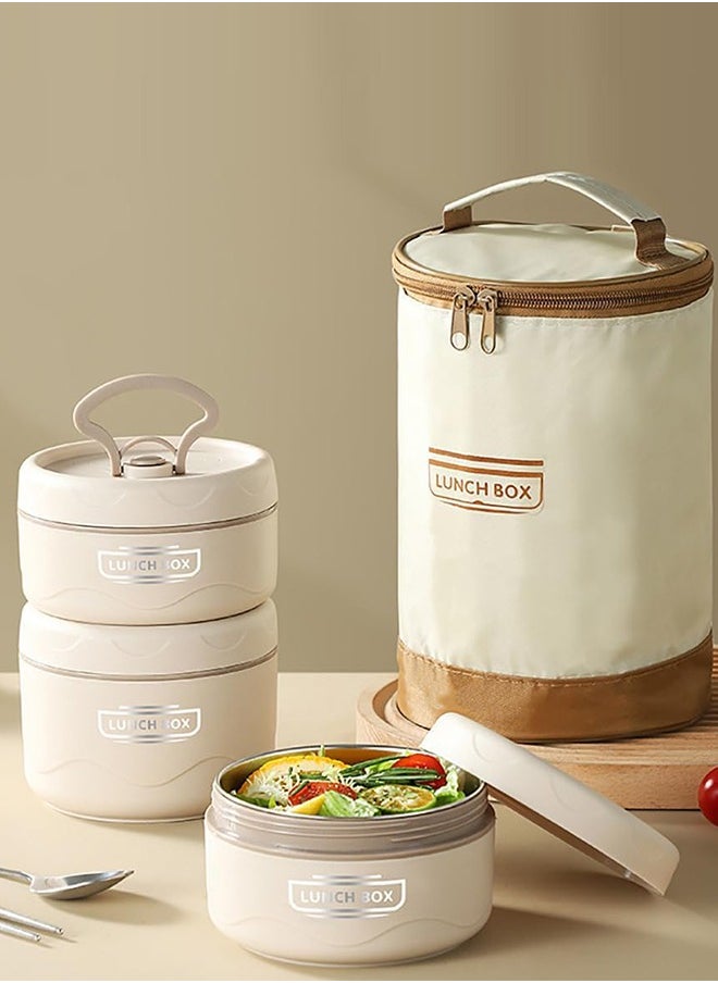 Stainless Steel Lunch Box Leakproof Bento Box Insulated Lunch Container with Tableware & Insulation Bag for Kids Adults School and Office Hot Water and Microwave Heating