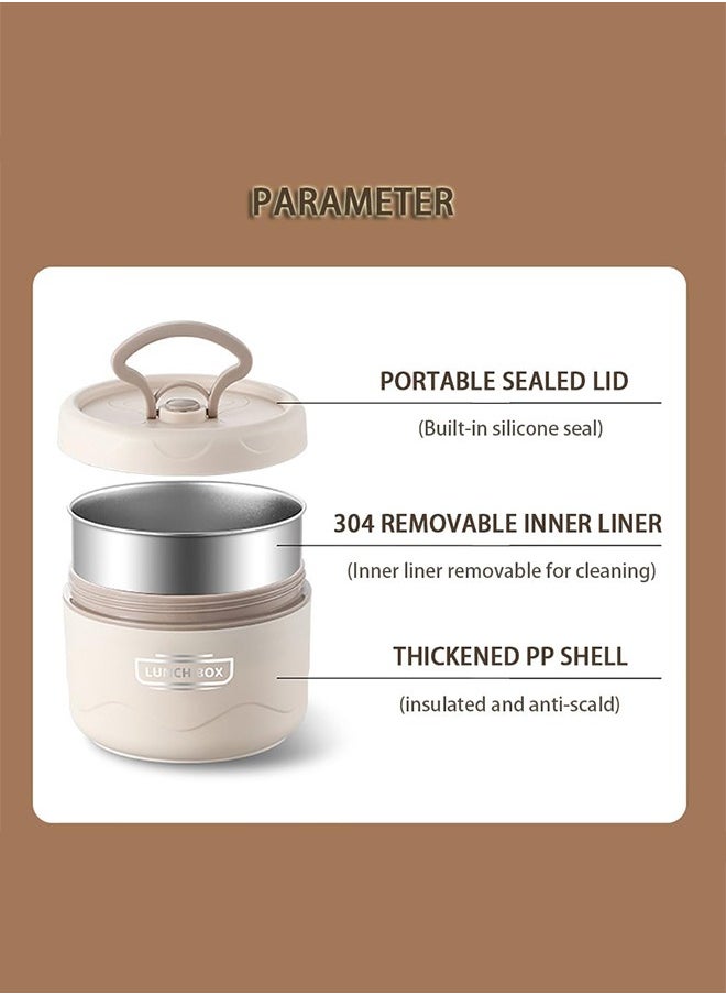 Stainless Steel Lunch Box Leakproof Bento Box Insulated Lunch Container with Tableware & Insulation Bag for Kids Adults School and Office Hot Water and Microwave Heating