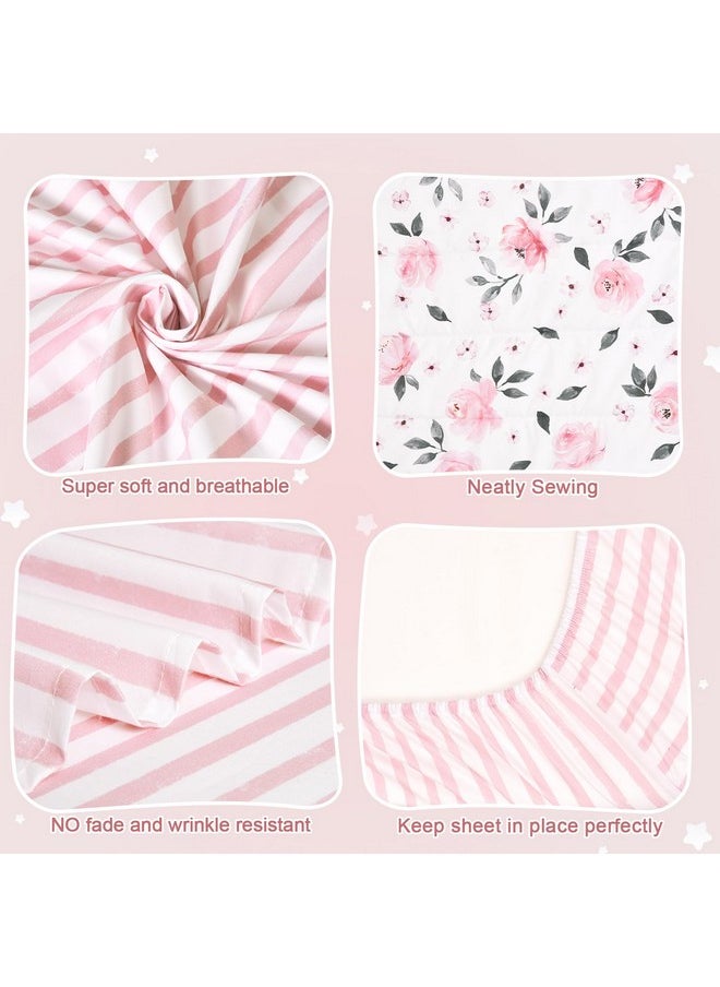 PHF 4 Piece Toddler Bedding Set, Ultra Soft Toddler Comforter Sets Include Comforter, Fitted Sheet, Flat Top Sheet and Pillowcase for Girls, Floral Bed in A Bag for Baby Bedroom, Floral
