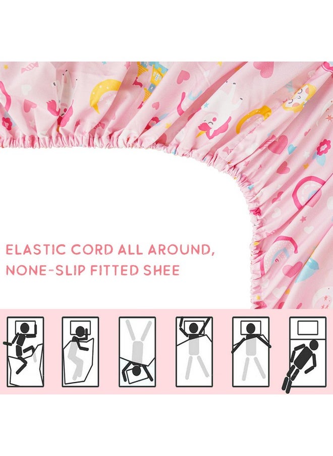 Viviland Castle Princess Toddler Comforter Sets, Cute Girls Toddler Bedding Set, Soft Microfiber Pink Toddler Bed Set