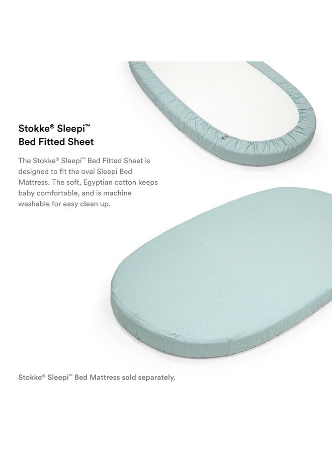 Stokke Sleepi Fitted Sheet V3, Dots Sage - Soft Sheets for Sweet Dreams - Made for Stokke Sleepi Bed - 100% Fine Cotton Percale - Washable