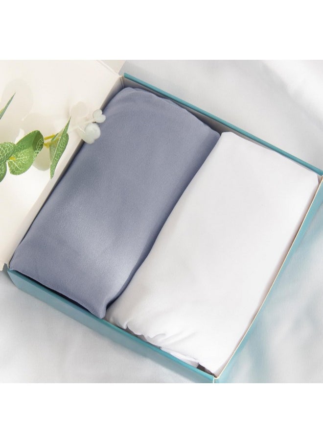 Bassinet Sheets Fit for Rectangle, Hourglass or Oval Bassinet Mattress, Universal Fitted Sheet Set for Various Bassinet Mattress Pad, 2 Pack, Ultra Soft Microfiber Sheets, White & Gray