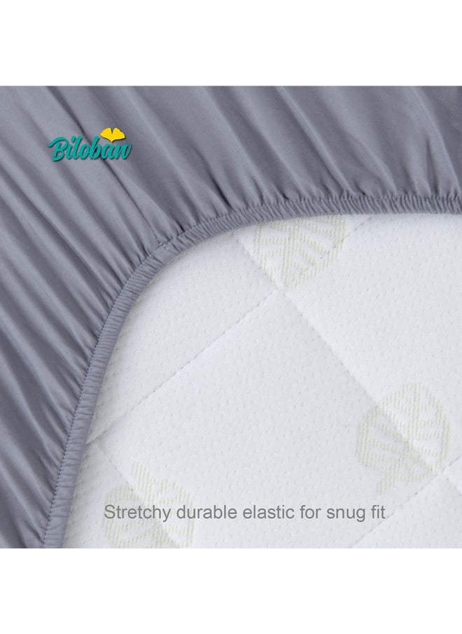 Bassinet Sheets Fit for Rectangle, Hourglass or Oval Bassinet Mattress, Universal Fitted Sheet Set for Various Bassinet Mattress Pad, 2 Pack, Ultra Soft Microfiber Sheets, White & Gray
