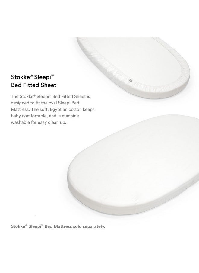 Stokke Sleepi Fitted Sheet V3, White - Soft Sheets for Sweet Dreams - Made for Stokke Sleepi Bed - 100% Fine Cotton Percale - Washable