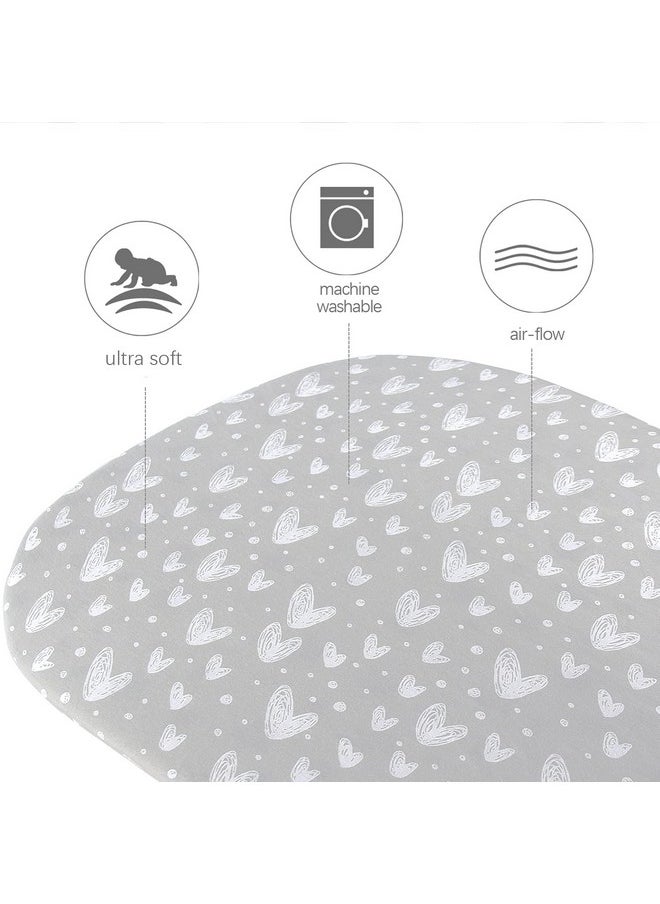 Bassinet Fitted Sheets Compatible with Delta Children Sweet Dreams Bassinet & Beberoad Love Baby Travel Bassinet, 2 Pack, 100% Jersey Knit Cotton for Baby Boy and Girl, Gray and White Print