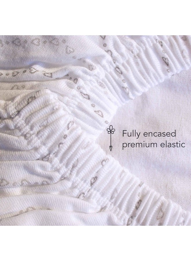 Luvberries 100% Organic Cotton Bassinet Sheets (Set of 2) for The Guava Lotus Travel Bassinet - Baby and Newborn, Fitted Bassinet Sheets, for Boys & Girls (Grey and White)