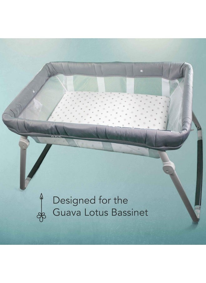 Luvberries 100% Organic Cotton Bassinet Sheets (Set of 2) for The Guava Lotus Travel Bassinet - Baby and Newborn, Fitted Bassinet Sheets, for Boys & Girls (Grey and White)