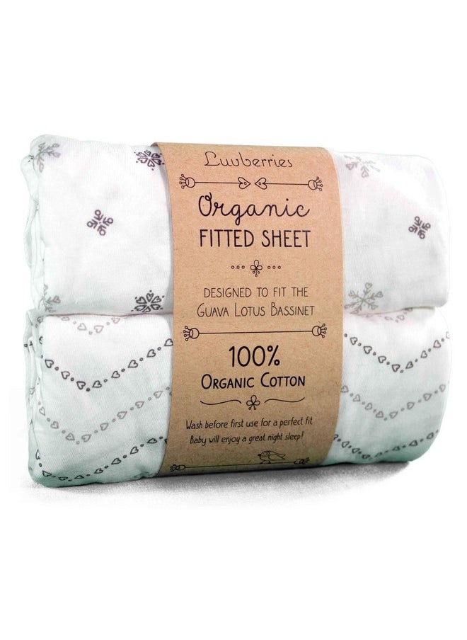 Luvberries 100% Organic Cotton Bassinet Sheets (Set of 2) for The Guava Lotus Travel Bassinet - Baby and Newborn, Fitted Bassinet Sheets, for Boys & Girls (Grey and White)