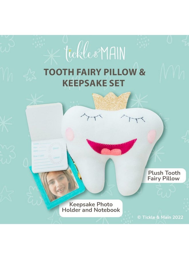 Tickle & Main 3-Piece Tooth Fairy Pillow for Girls & Boys - Includes Pocket Pillow, Dear Tooth Fairy Notepad & Photo Pouch - Kit for Kids 5-10 Years Old