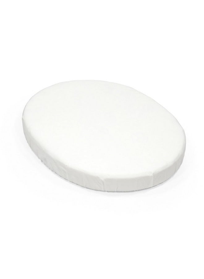 Stokke Sleepi Mini Fitted Sheet, White - Soft Sheets for Sweet Dreams - Made for The Oval Sleepi Mini Mattress - Safe, Stylish & Washable - 100% Fine Cotton Percale
