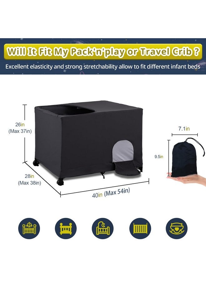 South to East Pack N Play Blackout Cover, Portable Stretchy Blackout Tent for Travel Crib, Breathable Cover for Pack and Play, Blocks 90% of Light with Optimal Airflow, Blackout Pod for Baby Sleep