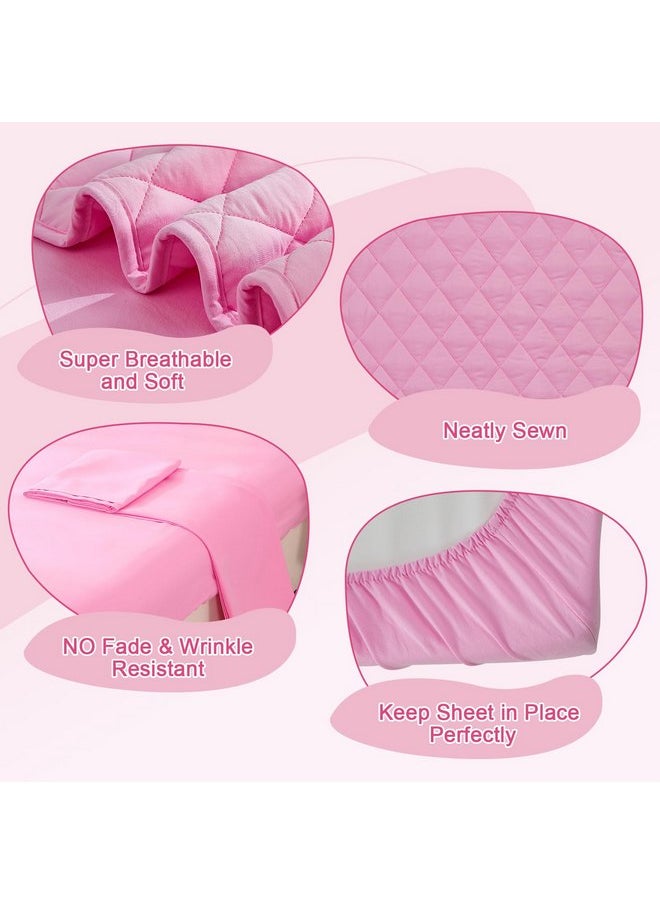 Wowelife 4 Pieces Toddler Bedding Set Pink, Upgraded Pink Comforter Set for Girls and Boys, Crib Sheet Set Lightweight, Super Breathable and Comfortable for Toddlers