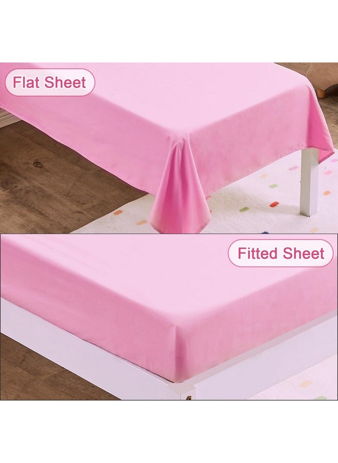 Wowelife 4 Pieces Toddler Bedding Set Pink, Upgraded Pink Comforter Set for Girls and Boys, Crib Sheet Set Lightweight, Super Breathable and Comfortable for Toddlers