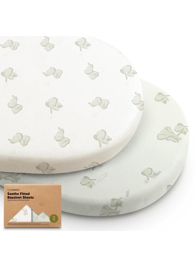 2-Pack Organic Bassinet Sheets for Girls, Boys - 100% Cotton Bassinet Mattress Sheets Compatible with Halo Bassinest Swivel Sleeper, Graco, Baby Delight, Chicco, Unisex Fitted Bassinet Sheets (Elly)