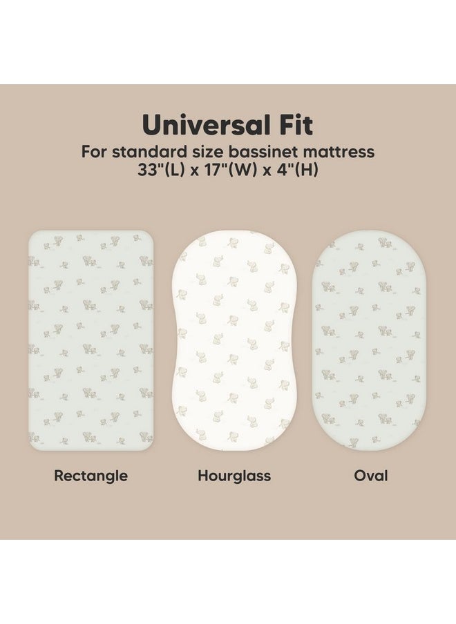2-Pack Organic Bassinet Sheets for Girls, Boys - 100% Cotton Bassinet Mattress Sheets Compatible with Halo Bassinest Swivel Sleeper, Graco, Baby Delight, Chicco, Unisex Fitted Bassinet Sheets (Elly)
