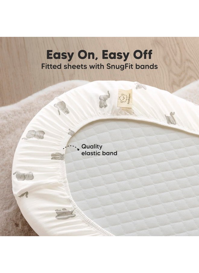2-Pack Organic Bassinet Sheets for Girls, Boys - 100% Cotton Bassinet Mattress Sheets Compatible with Halo Bassinest Swivel Sleeper, Graco, Baby Delight, Chicco, Unisex Fitted Bassinet Sheets (Elly)