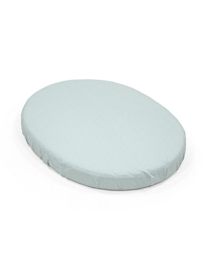 Stokke Sleepi Mini Fitted Sheet, Dots Sage - Soft Sheets for Sweet Dreams - Made for The Oval Sleepi Mini Mattress - Safe, Stylish & Washable - 100% Fine Cotton Percale