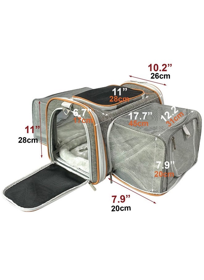 Mr. Peanut's Platinum Series Double Expandable Airline Approved Soft Sided Pet Carrier, Luxury Travel Tote with Premium Self Locking Zippers, 18LX10.4WX11 H