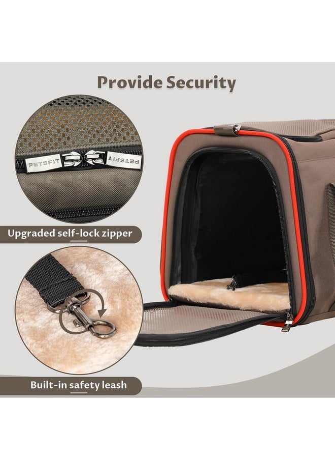Petsfit Expandable Cat Carrier Dog Carriers,Airline Approved Soft-Sided Portable Pet Travel Washable Carrier for Kittens,Puppies,Removable Soft Plush mat and Pockets,Locking Safety Zippers
