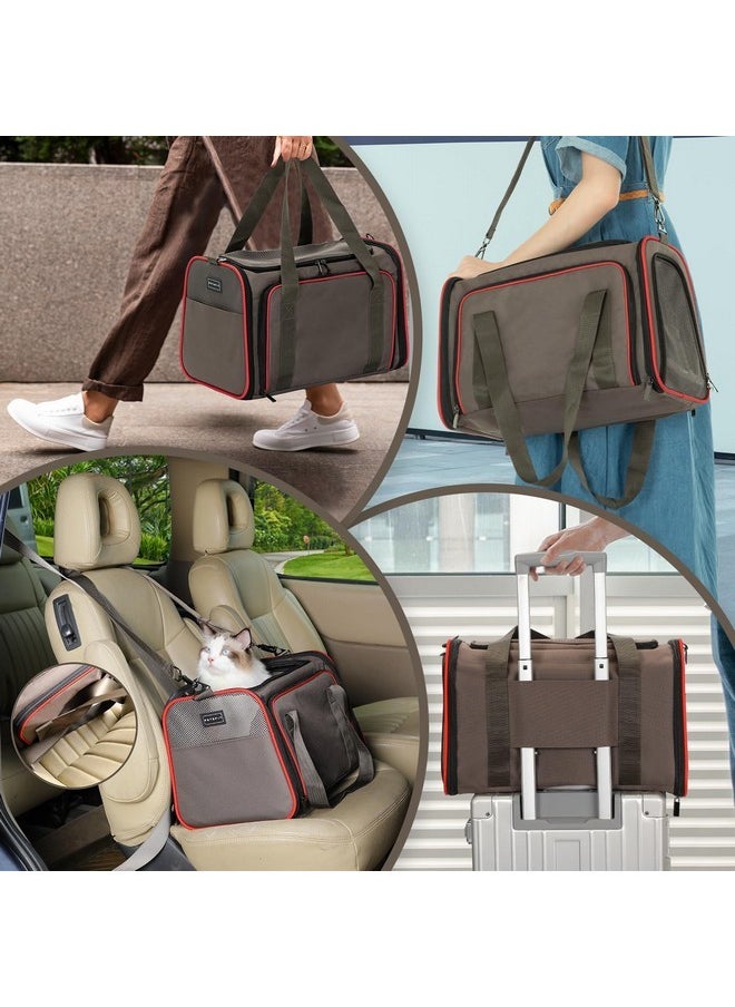 Petsfit Expandable Cat Carrier Dog Carriers,Airline Approved Soft-Sided Portable Pet Travel Washable Carrier for Kittens,Puppies,Removable Soft Plush mat and Pockets,Locking Safety Zippers