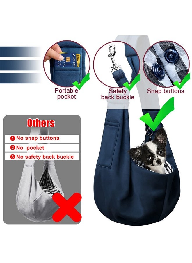 artisome Pet Dog Sling Carrier for 3-10 lbs pet,Dog Purse Pouch,Dog Satchel,Reversible unadjustable Strap Travel Hand-Free Safe Bag Small Puppy Backpack (Dark Blue)