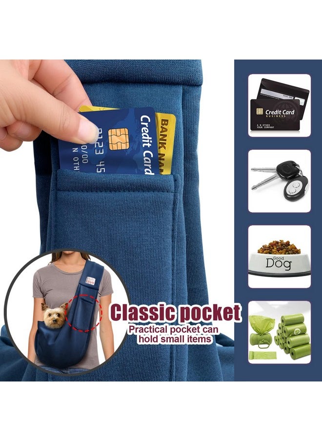 artisome Pet Dog Sling Carrier for 3-10 lbs pet,Dog Purse Pouch,Dog Satchel,Reversible unadjustable Strap Travel Hand-Free Safe Bag Small Puppy Backpack (Dark Blue)