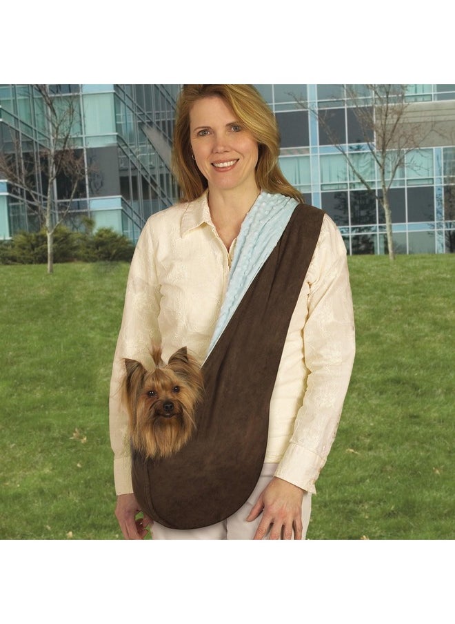 East Side Collection Reversible Sling Pet Carriers - Versatile Polyester Over-the-Shoulder Carriers for Small Dogs, Brown/Blue