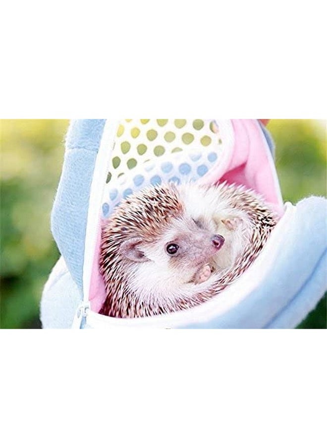 Yosoo Portable African Hedgehog Hamster Breathable Pet Dog Carrier Bags Handbags Puppy Cat Travel Backpack (S, White Mesh - Blue)