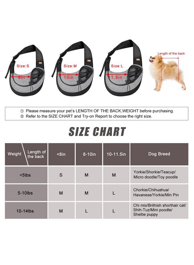 Cuby Pet Sling Carrier for Small Dogs Cats,Drawstring & Zipper Security Hook Triple Designs for Pets' Securty Dog Bag,Breathable Travel Pet Puppy Sling Carrier with Adjustable Strap(L (9.5-13.5 lbs))