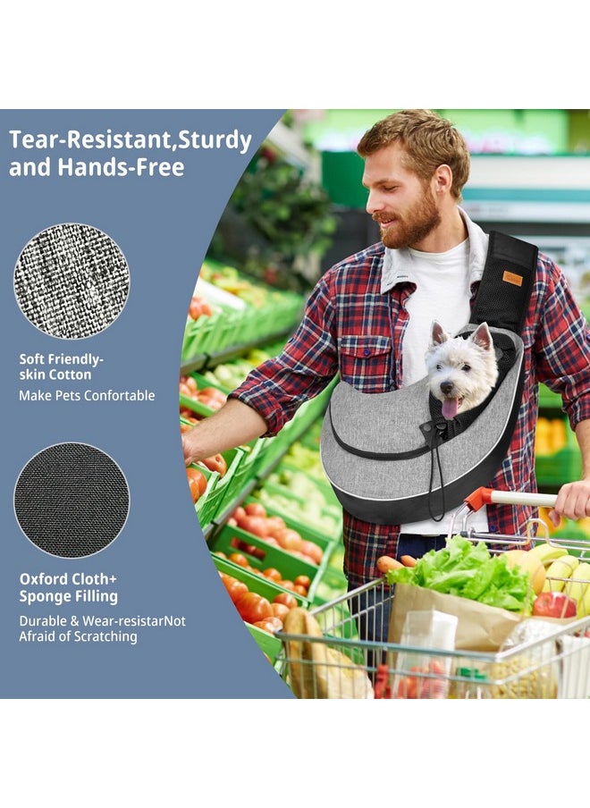 Cuby Pet Sling Carrier for Small Dogs Cats,Drawstring & Zipper Security Hook Triple Designs for Pets' Securty Dog Bag,Breathable Travel Pet Puppy Sling Carrier with Adjustable Strap(L (9.5-13.5 lbs))