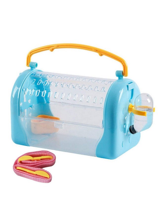 kathson Hamster Cage Travel Carrier Portable Cage with Water Bottle Outgoing Cage and Adjustable Strap Pet Cage for Small Pet Hedgehog Sugar Glider Squirrel Mice（Blue）