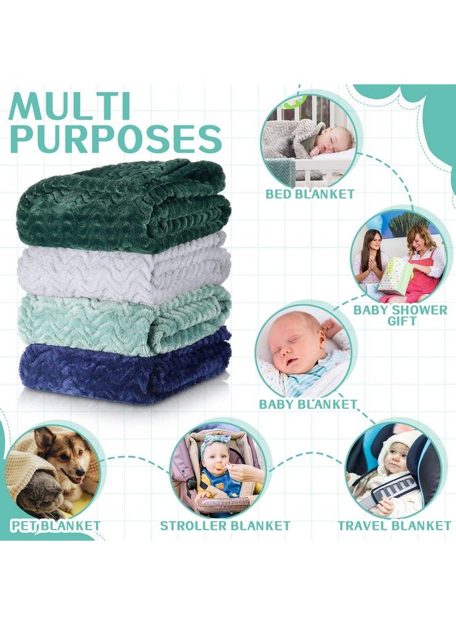 Frienda 4 Pcs Baby Fuzzy Blanket Fluffy Baby Blanket for Boys Girls Soft Warm Infant Newborn Toddler Receiving Nursery Bed Supplies, 32 x 24 Inch(Classic Color)