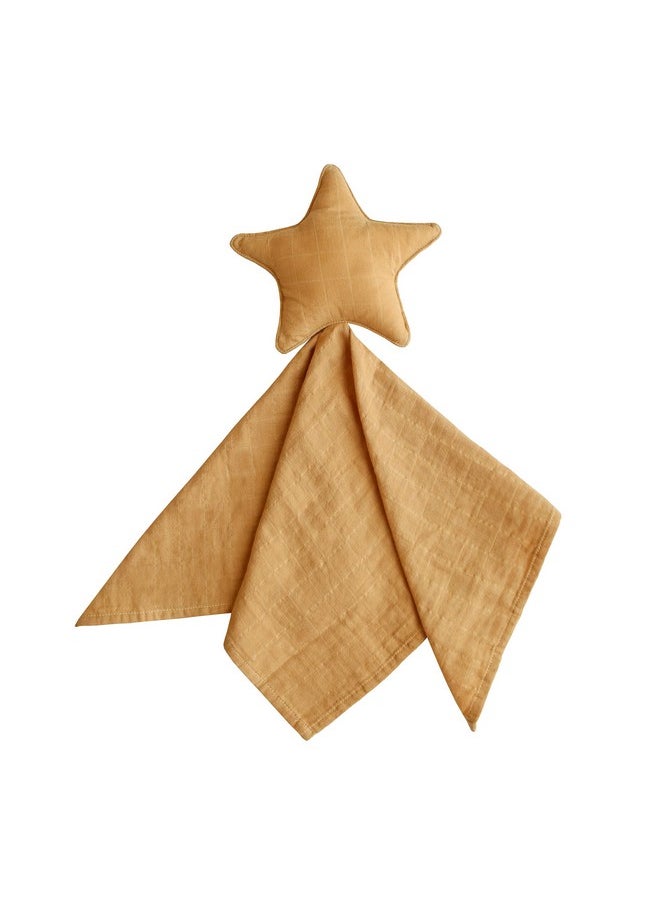 mushie Star Security Blanket | Baby Lovey | 100% Organic Muslin Cotton (Fall Yellow)
