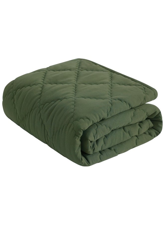 NTBAY Down Alternative Toddler Comforter, Lightweight and Warm Solid Color Baby Crib Quilted Blanket, 39x47 inches, Olive Green