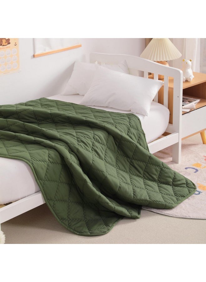 NTBAY Down Alternative Toddler Comforter, Lightweight and Warm Solid Color Baby Crib Quilted Blanket, 39x47 inches, Olive Green