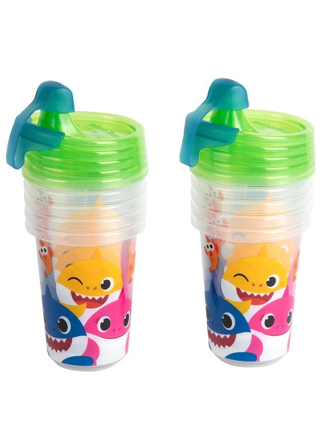 The First Years Take & Toss Pinkfong Baby Shark Sippy Cups - Reusable Toddlers Cups with Lids - Kids Party Pack with 2 Travel Caps - 10 Oz - 10 Count