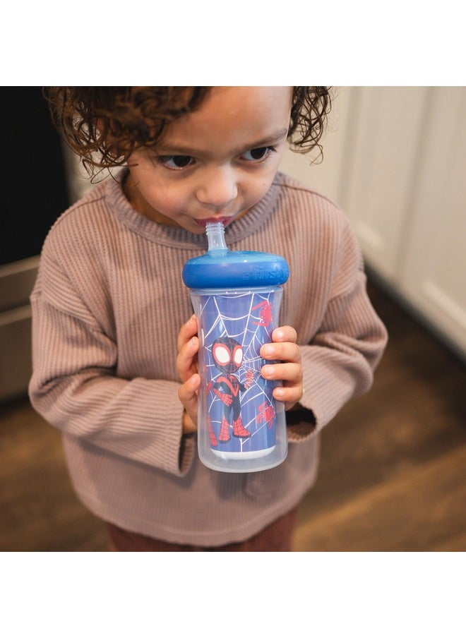 The First Years Spidey and His Amazing Friends Insulated Straw Cups - Toddler Cups with Straws and DropGuard Protection - Kids Water Bottles - 9 Oz - 2 Count - Ages 18 Months and Up