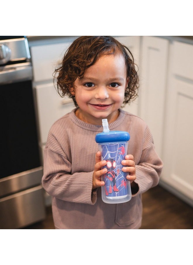 The First Years Spidey and His Amazing Friends Insulated Straw Cups - Toddler Cups with Straws and DropGuard Protection - Kids Water Bottles - 9 Oz - 2 Count - Ages 18 Months and Up