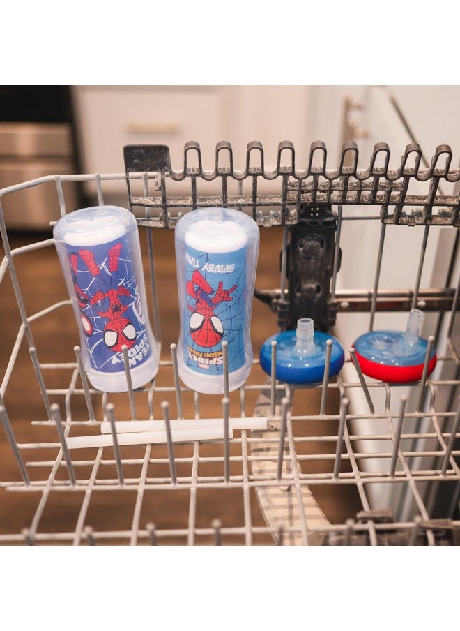 The First Years Spidey and His Amazing Friends Insulated Straw Cups - Toddler Cups with Straws and DropGuard Protection - Kids Water Bottles - 9 Oz - 2 Count - Ages 18 Months and Up