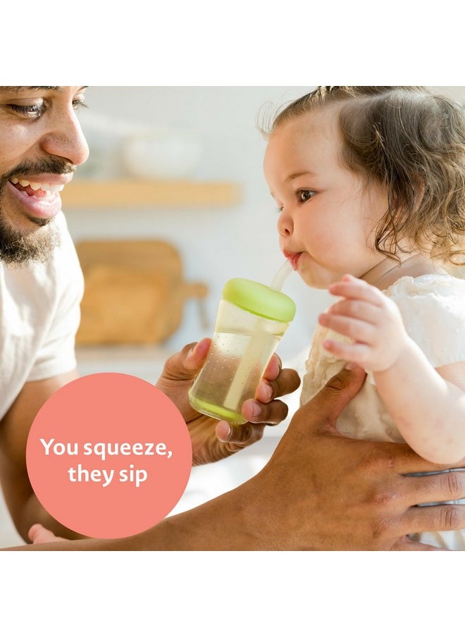 The First Years Squeeze & Sip Toddler Straw Cups - Squeezable Transition Sippy Cup with Silicone Straw - Toddler Feeding Supplies - 7 Oz - 3 Count - Ages 6 Months and Up