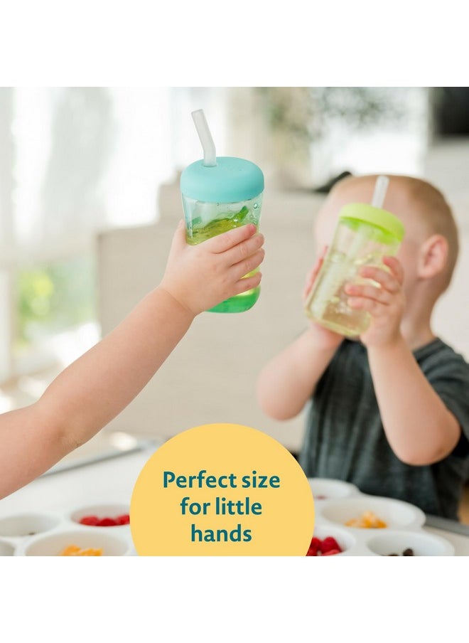 The First Years Squeeze & Sip Toddler Straw Cups - Squeezable Transition Sippy Cup with Silicone Straw - Toddler Feeding Supplies - 7 Oz - 3 Count - Ages 6 Months and Up