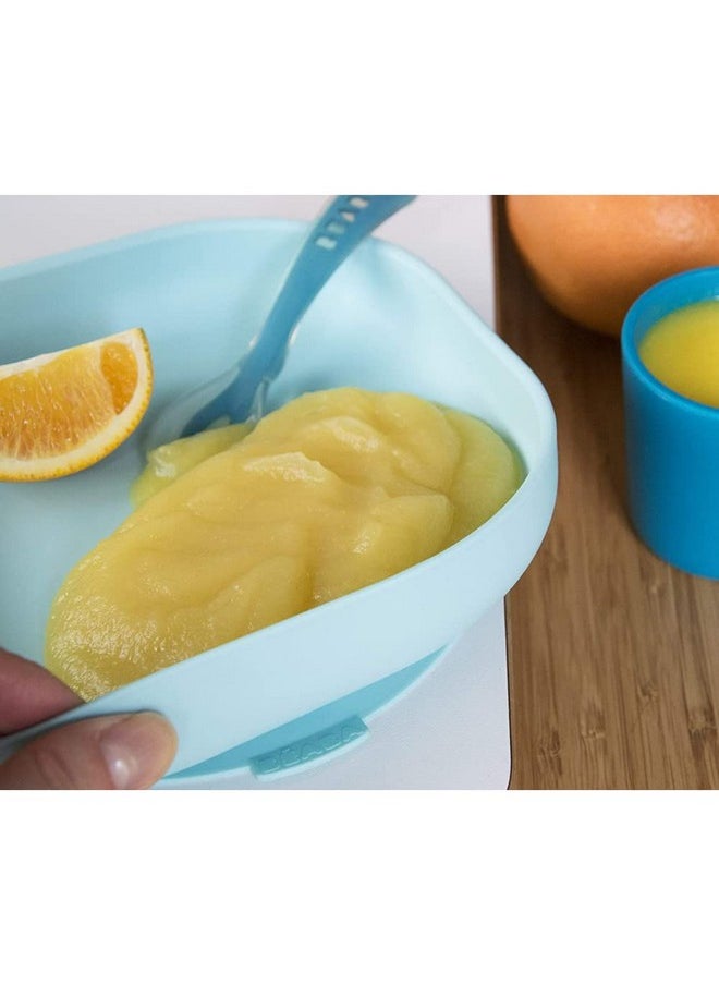 Beaba - Silicone Feeding Suction Plate - for Babies and Children - Baby Weaning - Mealtime Essentials - Light Blue