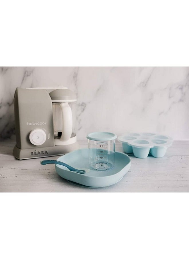 Beaba - Silicone Feeding Suction Plate - for Babies and Children - Baby Weaning - Mealtime Essentials - Light Blue