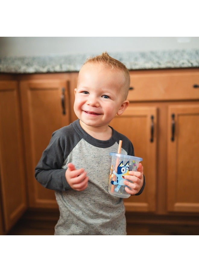 The First Years Bluey Take & Toss Toddler Straw Cups - Spill Proof Toddler Sippy Cups with Snap On Lids and Straws - Bluey Gifts and Bluey Party Supplies - 10 Oz - 10 Count