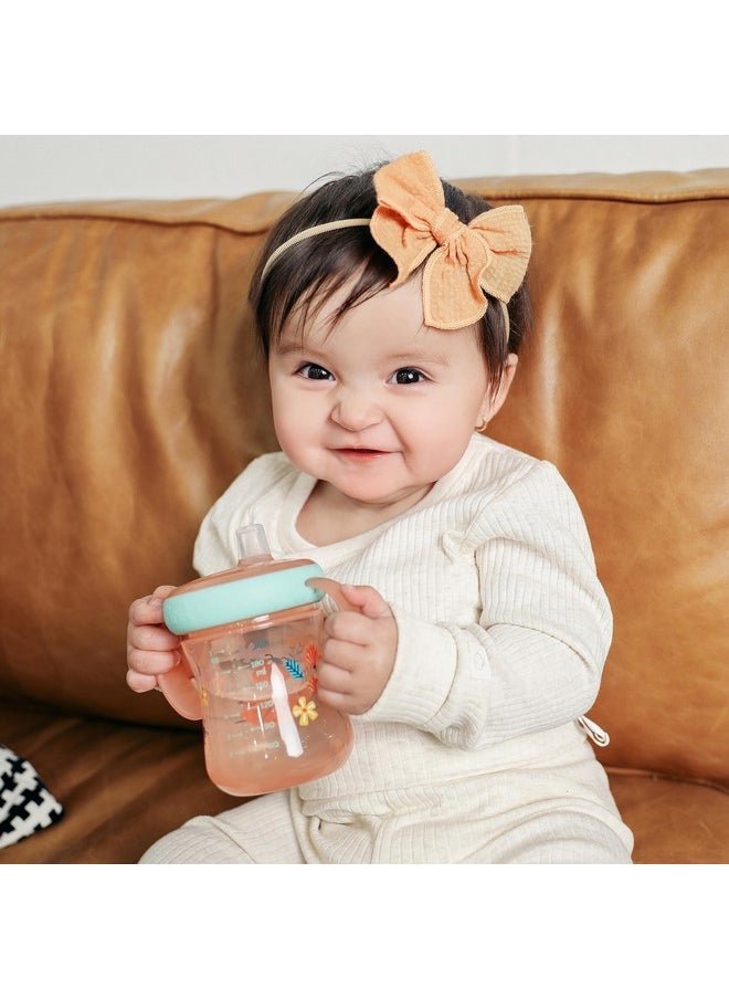 The First Years - Soft Spout Sippy Cup - Toddler Trainer Cup for 6+ Months -with Handles and Leak Proof Lid - 7 Oz - Floral Ladybug Print - 2 Count