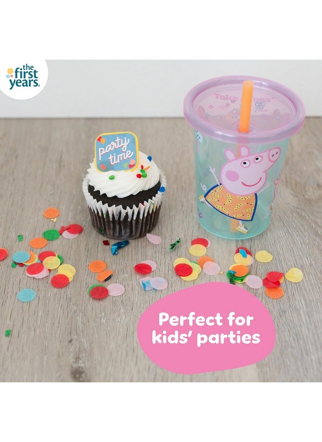 The First Years Peppa Pig Take & Toss Toddler Straw Cups - Spill Proof Toddler Sippy Cups with Snap On Lids and Straws - Peppa Pig Party and Feeding Supplies - 10 Oz - 10 Count